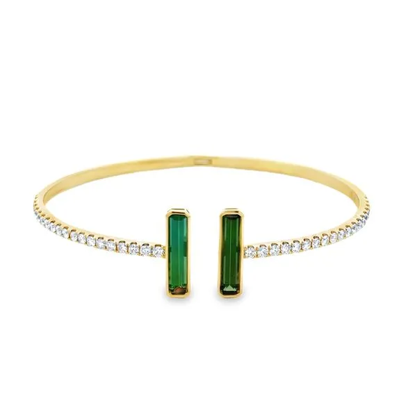 Green Tourmaline and Diamond Cuff Bracelet Bryan Jewelry Prattville, AL