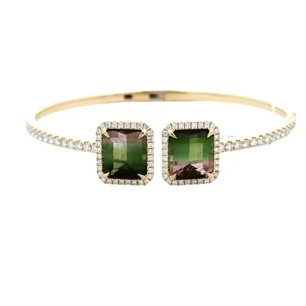 Watermelon Tourmaline and Diamond Cuff Bracelet Bryan Jewelry Prattville, AL