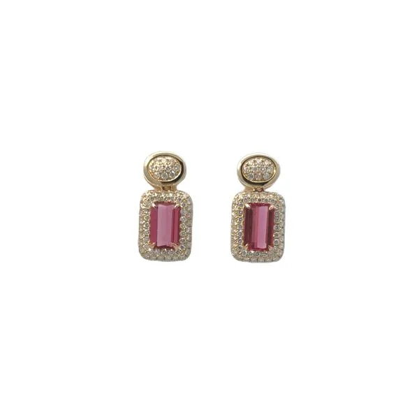Pink Tourmaline and Diamond Earrings with Black Spinel and Black Enamel Ambassador Diamond Jewelers Tucson, AZ