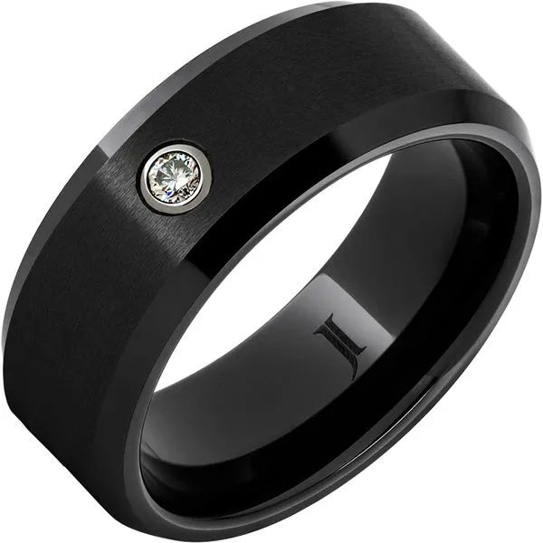 Black Diamond Ceramic™ Ring with Diamond and Satin Finish G.G. Gems, Inc. Scottsdale, AZ