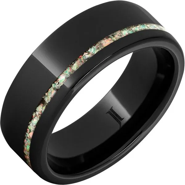 Black Diamond Ceramic™ Ring with Opal Inlay John E. Koller Jewelry Designs owasso, OK