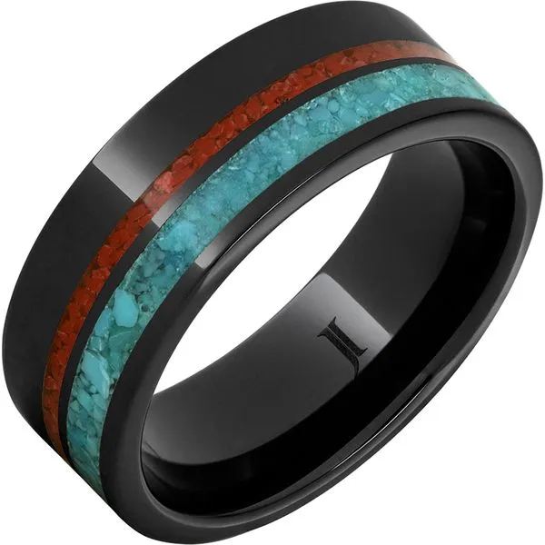 Black Diamond Ceramic™ Ring with Coral and Turquoise Inlays Michele & Company Fine Jewelers Lapeer, MI