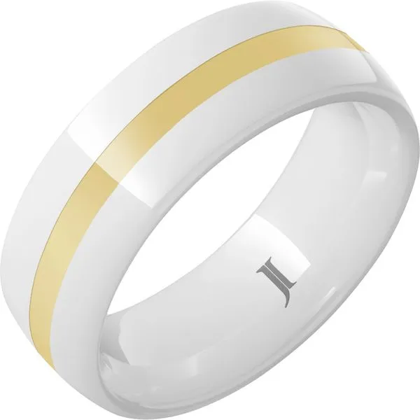 White Ceramic Ring with 14K Gold Inlay Michele & Company Fine Jewelers Lapeer, MI