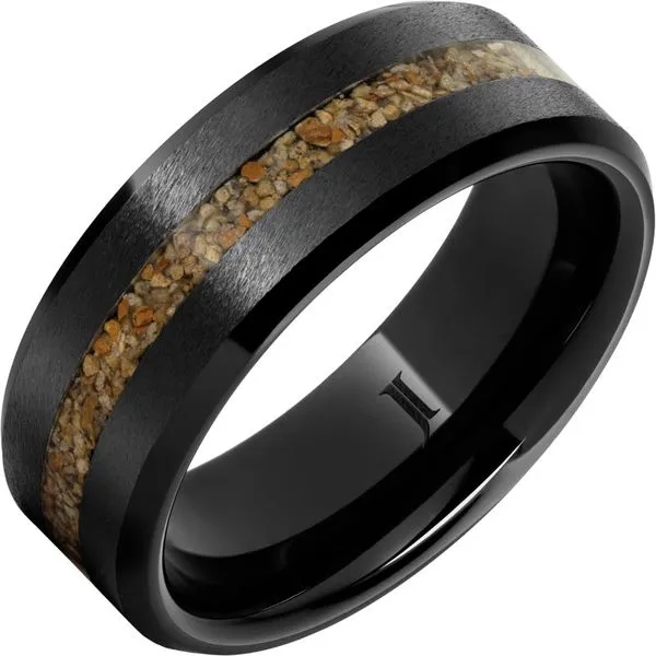 Black Diamond Ceramic™ Ring with Brown Dinosaur Fossil Bone G.G. Gems, Inc. Scottsdale, AZ