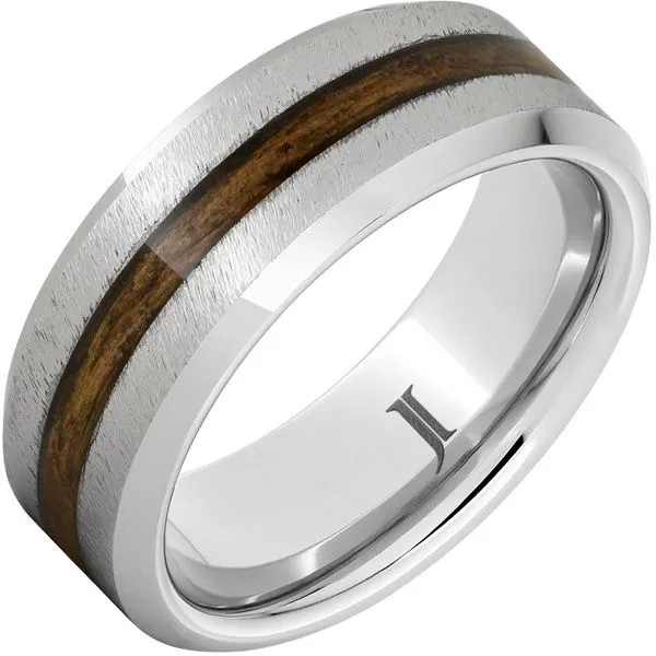 Barrel Aged™ Serinium® Ring with Bourbon Wood Inlay and Grain Finish Michele & Company Fine Jewelers Lapeer, MI