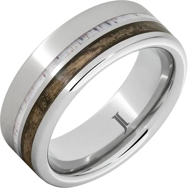 Barrel Aged™ Serinium® Ring with Bourbon Wood and Deer Antler Inlays Jerald Jewelers Latrobe, PA