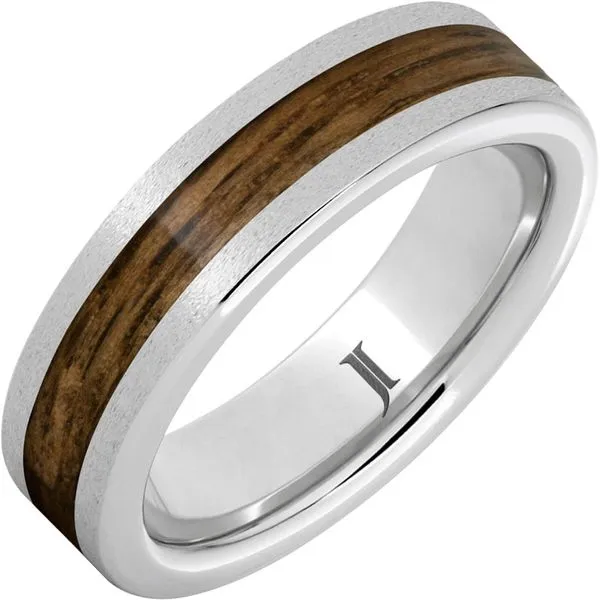 Barrel Aged™ Serinium® Ring with Bourbon Wood Inlay and Stone Finish Michele & Company Fine Jewelers Lapeer, MI