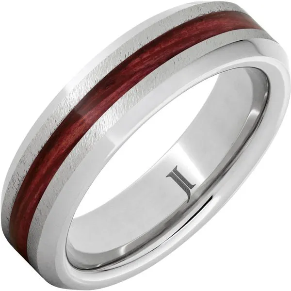 Barrel Aged™ Serinium® Ring with Cabernet Wood Inlay and Grain Finish Jerald Jewelers Latrobe, PA
