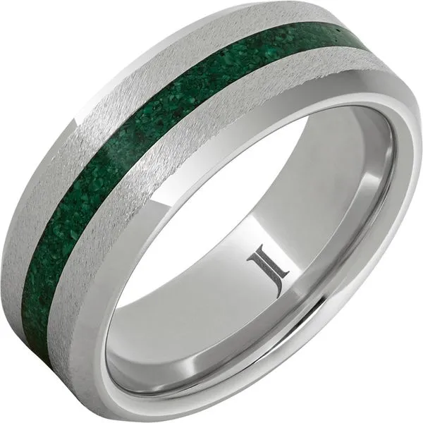 Serinium® Ring with Malachite Inlay and Grain Finish G.G. Gems, Inc. Scottsdale, AZ