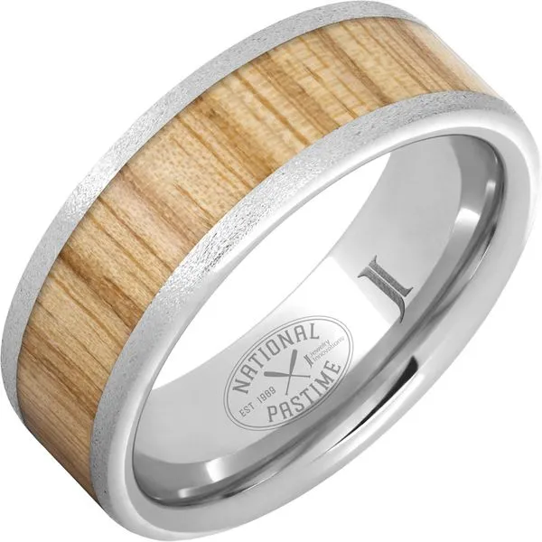 National Pastime Collection™ Serinium® Ring with White Ash Vintage Baseball Bat Wood Inlay and Stone Finish Gaines Jewelry FLINT, MI