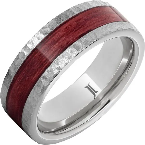 Barrel Aged™ Serinium® Ring with Cabernet Inlay and Moon Crater Finish Gaines Jewelry FLINT, MI