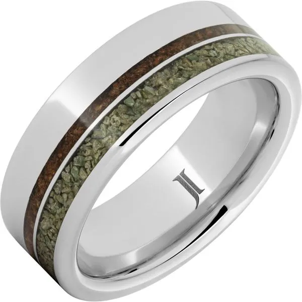 Serinium® Ring with Dual Dinosaur Fossil Inlays Hart's Jewelers Grants Pass, OR