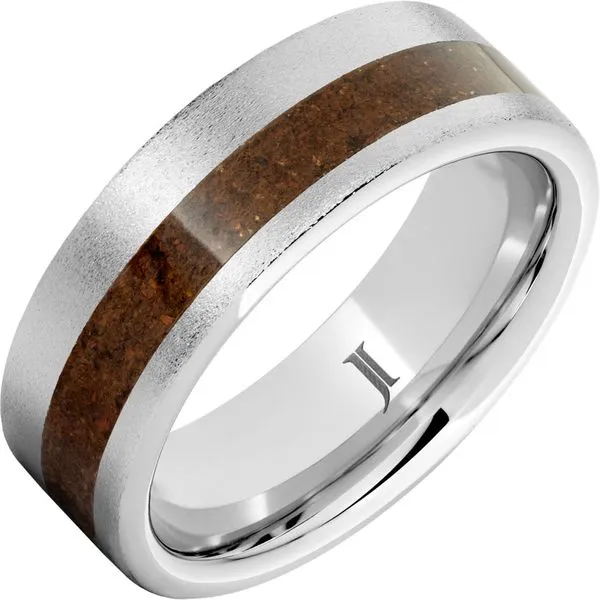 Serinium® Ring with Crimson Fossil Dinosaur Bone Inlay John E. Koller Jewelry Designs owasso, OK