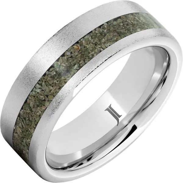 Serinium® Ring with Green Dinosaur Bone Inlay and Stone Finish Thomas A. Davis Jewelers Holland, MI