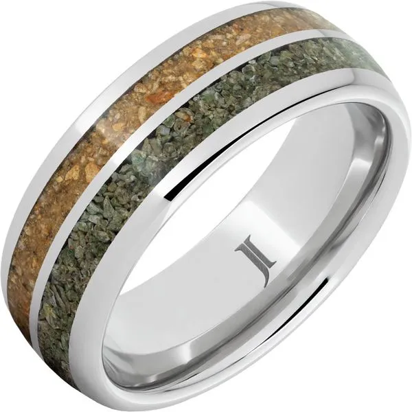 Serinium® Dual Dinosaur Bone Inlay Ring Thomas A. Davis Jewelers Holland, MI