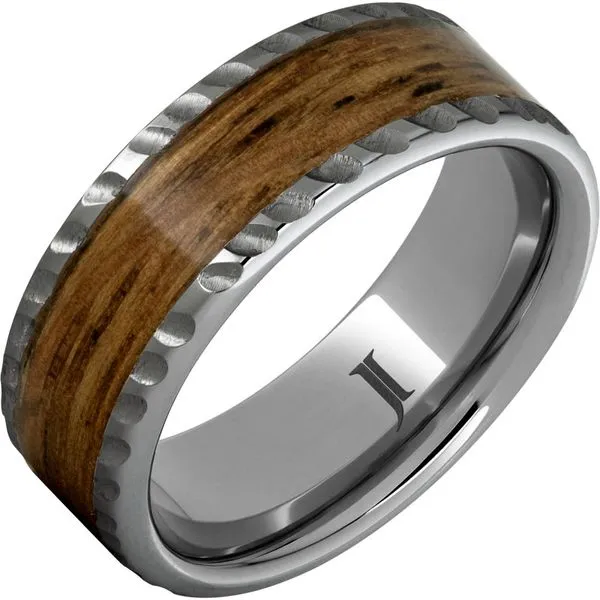 Barrel Aged™ Rugged Tungsten™ Ring with Bourbon Wood Inlay Thomas A. Davis Jewelers Holland, MI