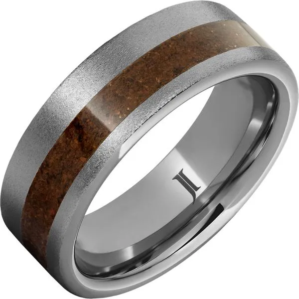 Rugged Tungsten™ Ring with Crimson Fossil Dinosaur Bone Inlay Michele & Company Fine Jewelers Lapeer, MI