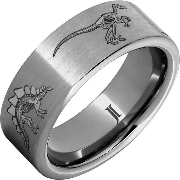 Rugged Tungsten™ Dinosaur Fossil Skeleton Engraved Ring Thomas A. Davis Jewelers Holland, MI