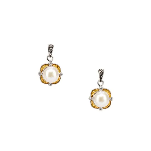 S/sil Rhodium + 10k Fresh Water Pearl Aphrodite Post Earrings Studio D Jewelers Woodstock, IL
