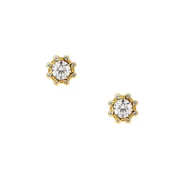 S/sil Rhodium + 10k Moissanite & CZ Celestial Stud Earrings Studio D Jewelers Woodstock, IL