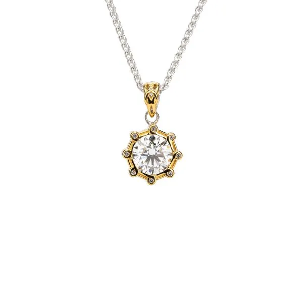 S/sil Rhodium + 10k Moissanite & CZ Celestial Pendant Studio D Jewelers Woodstock, IL