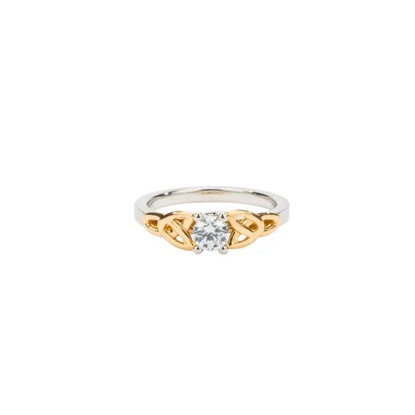 S/sil + 10k Yellow .50ct Moissanite Trinity Ring Studio D Jewelers Woodstock, IL