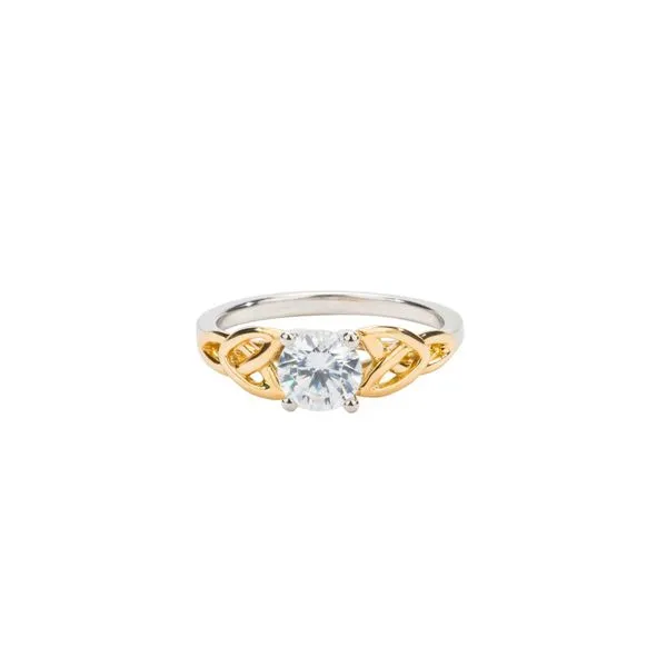 S/sil + 10k Yellow 1ct Moissanite Trinity Ring Studio D Jewelers Woodstock, IL