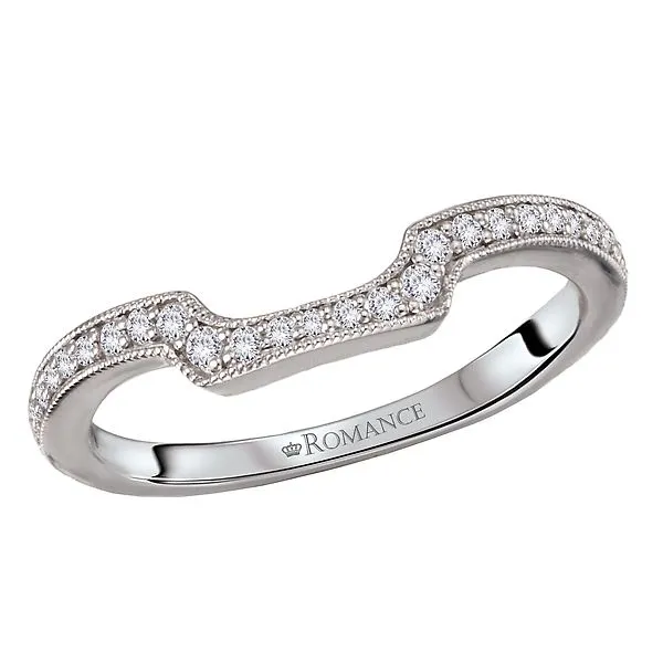 Diamond and Milgrain Detail Curved Wedding Band McCoy Jewelers Bartlesville, OK