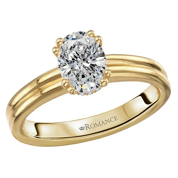 Double Ring Band and Double Prong Diamond Engagement Ring Alan Miller Jewelers Oregon, OH