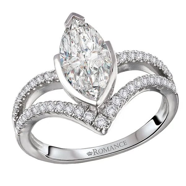 Diamond Split V-Curved Semi-Mount Diamond Ring McCoy Jewelers Bartlesville, OK