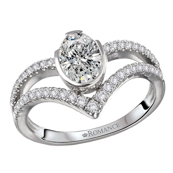 Diamond Split V-Curved Semi-Mount Diamond Ring J. Schrecker Jewelry Hopkinsville, KY