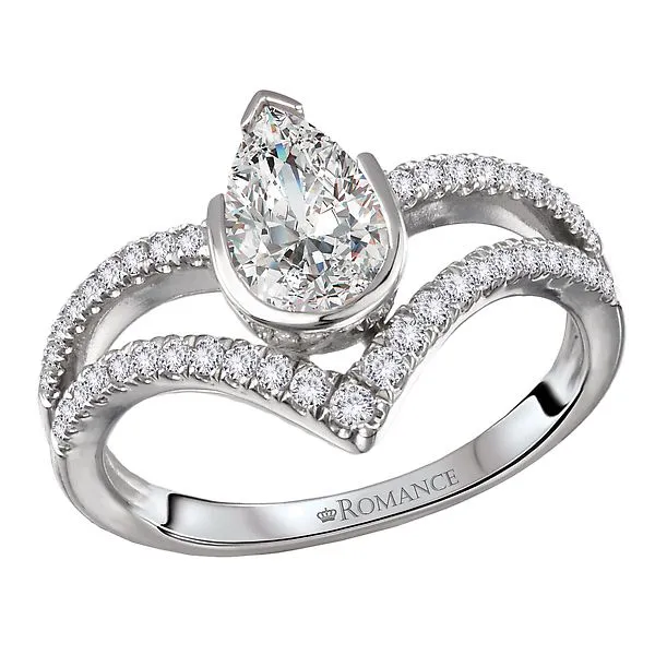 Diamond Split V-Curved Semi-Mount Diamond Ring Albert's Jewelers Kingsland, GA