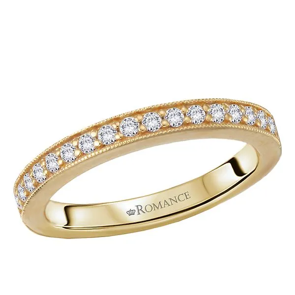 Diamond and Milgrain Designed Straight Front Wedding Band Alan Miller Jewelers Oregon, OH