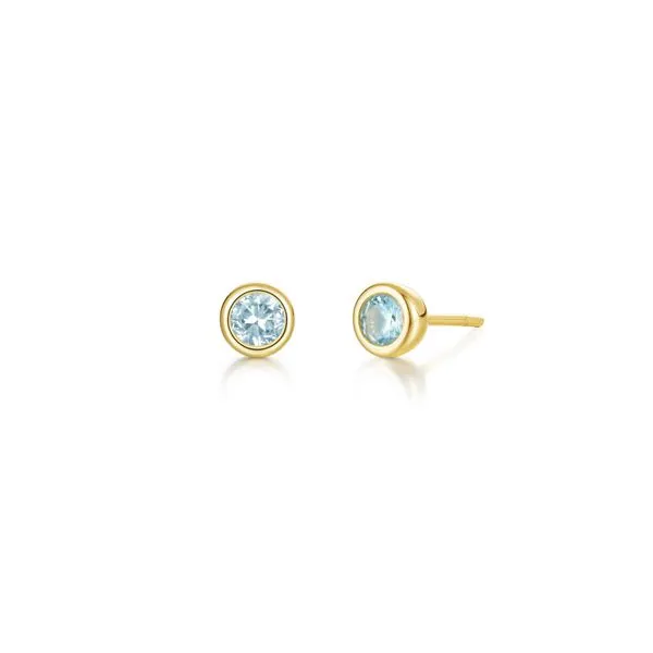 March Bezel Birthstone Earrings J. Meredith Jewelers Delafield, WI