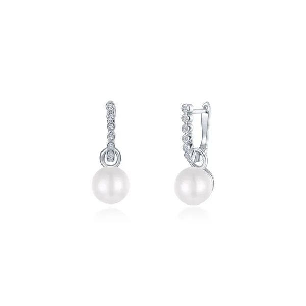 Cultured Freshwater Pearl Charm Huggie Earrings Richard's Jewelry Berne, IN