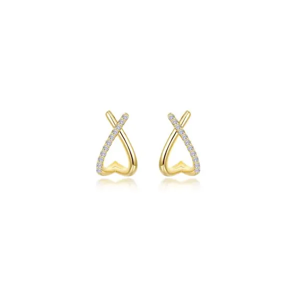 Dainty Criss-Cross Huggie Earrings Cellini Design Jewelers Orange, CT