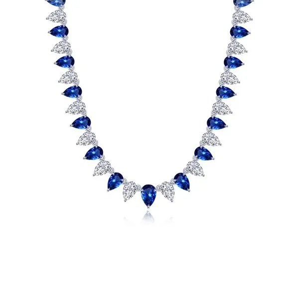 38 CTW Fancy Lab-Grown Sapphire Tennis Choker Necklace Allen's Fine Jewelry, Inc. Grenada, MS