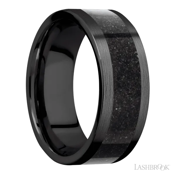 Zirconium with Satin Finish and Dinosaur Bone Black Inlay Image 2 Baxter's Fine Jewelry Warwick, RI