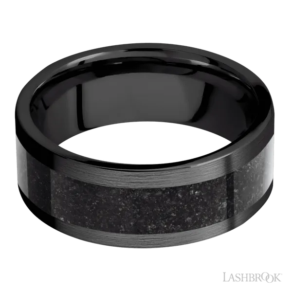 Zirconium with Satin Finish and Dinosaur Bone Black Inlay Image 3 Baxter's Fine Jewelry Warwick, RI
