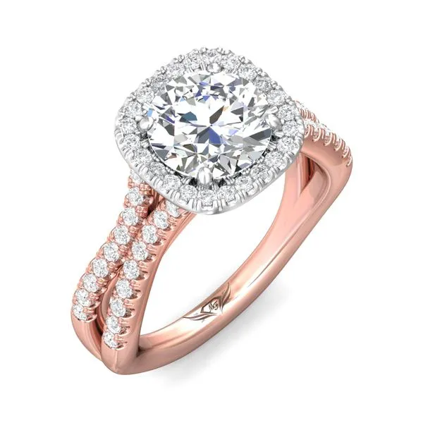 FlyerFit Split Shank 18K Pink Gold Shank And White Gold Top Engagement Ring H-I SI1 Image 5 Valentine's Fine Jewelry Dallas, PA