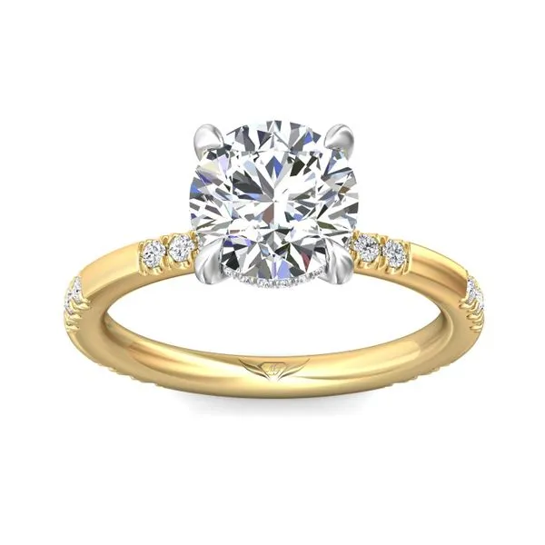 FlyerFit Micropave 18K Yellow Gold Shank And Platinum Top Engagement Ring H-I SI1 Image 2 Valentine's Fine Jewelry Dallas, PA