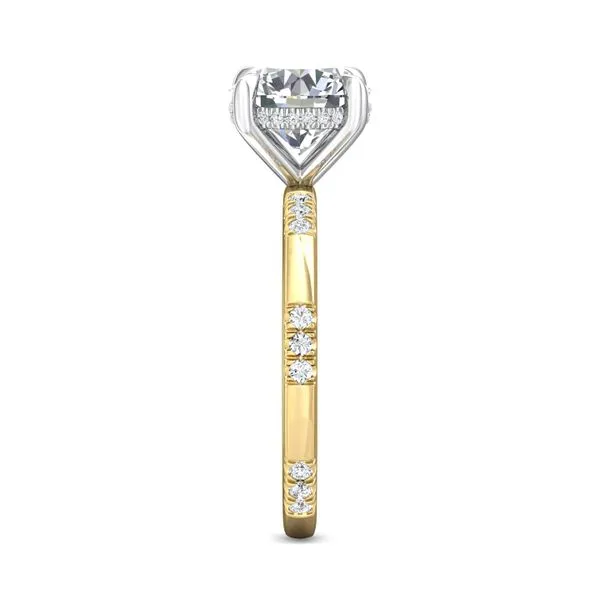 FlyerFit Micropave 18K Yellow Gold Shank And Platinum Top Engagement Ring H-I SI1 Image 4 Valentine's Fine Jewelry Dallas, PA