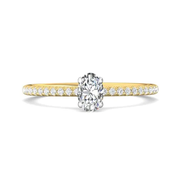 FlyerFit Micropave 18K Yellow Gold Shank And White Gold Top Engagement Ring H-I SI1 Valentine's Fine Jewelry Dallas, PA