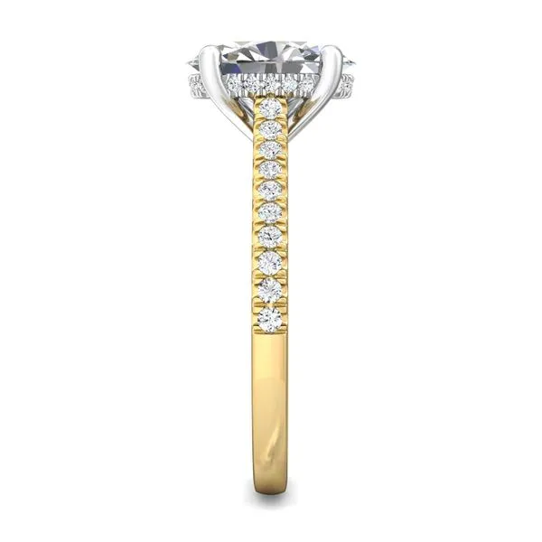 FlyerFit Micropave 18K Yellow Gold Shank And White Gold Top Engagement Ring H-I SI1 Image 4 Diamond Source Jewelers Greenwood Village, CO