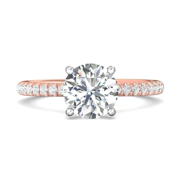 FlyerFit Micropave 14K Pink Gold Shank And White Gold Top Engagement Ring H-I SI1 Valentine's Fine Jewelry Dallas, PA
