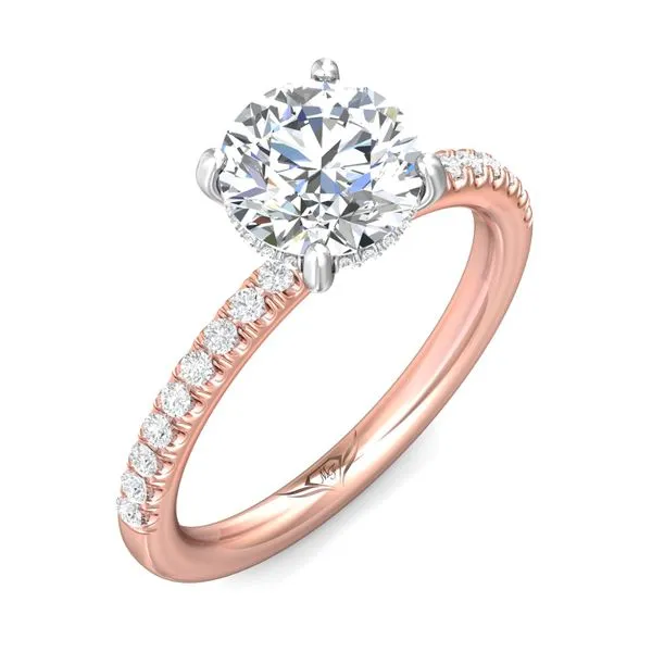 FlyerFit Micropave 14K Pink Gold Shank And White Gold Top Engagement Ring H-I SI1 Image 5 Valentine's Fine Jewelry Dallas, PA
