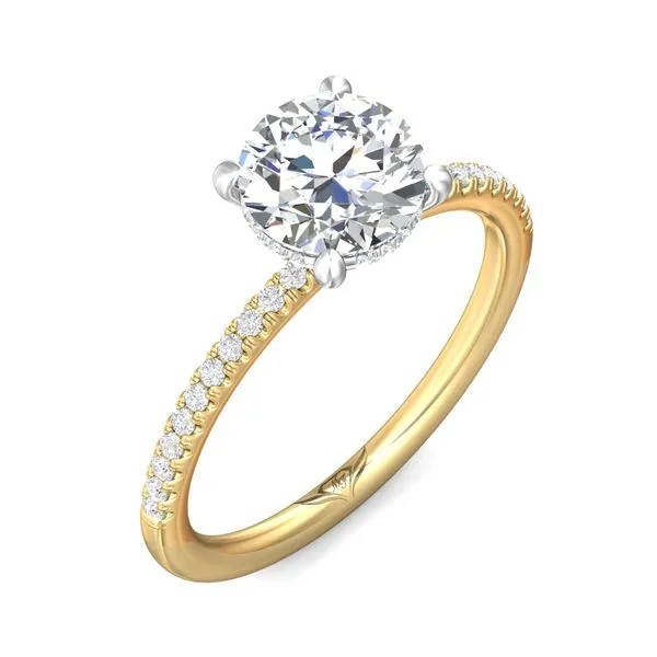 FlyerFit Micropave 18K Yellow Gold Shank And Platinum Top Engagement Ring H-I SI2 Image 5 Diamond Source Jewelers Greenwood Village, CO