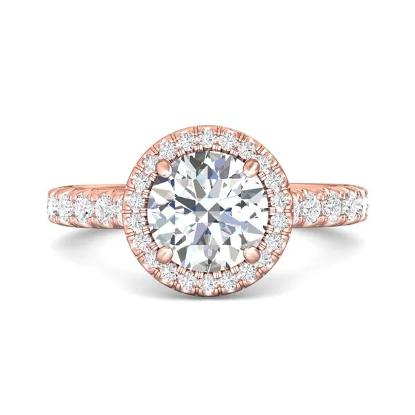FlyerFit Micropave Halo 14K Pink Gold Engagement Ring H-I SI2 Valentine's Fine Jewelry Dallas, PA