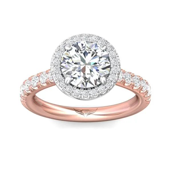 FlyerFit Micropave Halo 18K Pink Gold Shank And White Gold Top Engagement Ring H-I SI1 Image 2 Valentine's Fine Jewelry Dallas, PA
