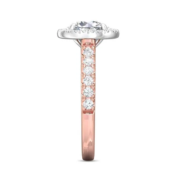 FlyerFit Micropave Halo 18K Pink Gold Shank And White Gold Top Engagement Ring H-I SI1 Image 4 Valentine's Fine Jewelry Dallas, PA